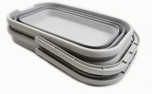 Miniatura 2 de SAMMART Cubo de agua plegable rectangular de 12 litros (3.1 galones) para campamento, pesca (gris (juego de 2))