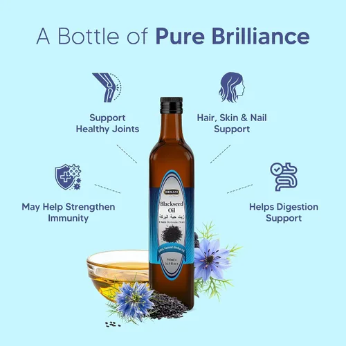 Miniatura 5 de Hemani Aceite de semilla negra prensado en frío 16.91 Oz I 500ML I 100% Natural I Libre de disolventes I AKA Nigella Sativa I Kalonji I Aceite