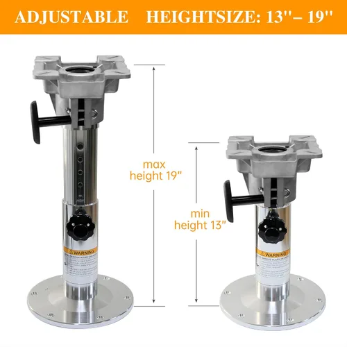 Miniatura 4 de Pedestal de aluminio ajustable para asiento de barco, base de silla de barco con altura ajustable de 13 pulgadas a 19 pulgadas