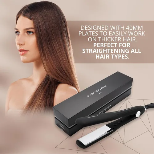 Miniatura 7 de Corioliss Plancha de pelo profesional extra ancha para mujer, planchas de titanio, color negro, suave al tacto Wide