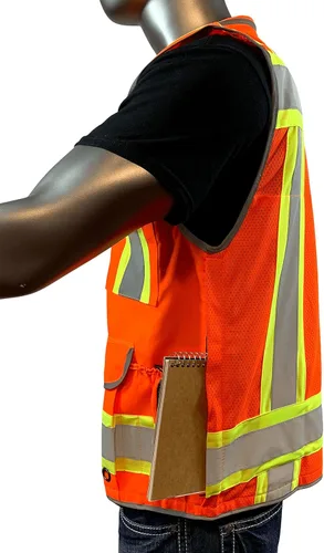 Miniatura 6 de REXZUS A Chaleco Reflectante Clase 2 Heavy Woven Dos Tonos Ingeniero Hi Viz Chaleco de Seguridad 3M 8712 Cinta Naranja