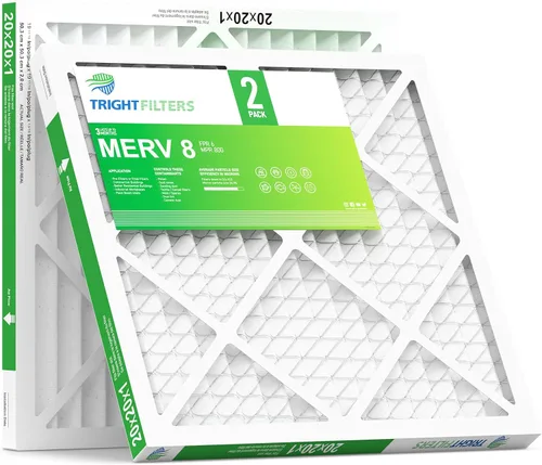 TRIGHTFILTERS Filtro de Aire 20x20x1 pulgadas Paquete de 2, Filtros Plisados Duraderos MERV 8 para Hogar HVAC AC Calefacción, Repuesto de Filtro de