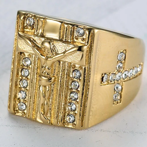Miniatura 2 de Joyeros Jude - Anillo de acero inoxidable con cruz cristiana de Jesús