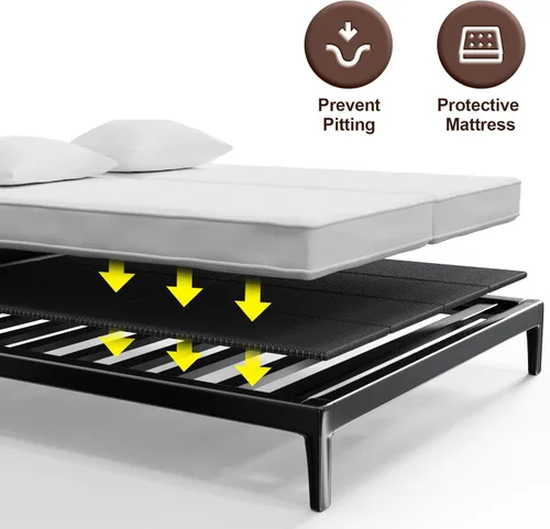 Miniatura 6 de Caja de resorte plegable, transpirable, minimiza el ruido, resistente a la humedad, soporte de cama de perfil bajo, cama doble grande de 0.394 in
