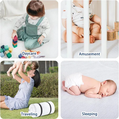 Miniatura 7 de Colchón Pack and Play de 38 x 26 x 1.25 pulgadas, protector de colchón Pack n Play con funda impermeable extraíble para bebés, colchón transpirable