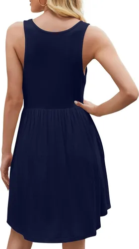 Miniatura 3 de HiMONE - Vestidos de verano sin mangas para mujer, vestido casual de playa, pequeño con bolsillo, moderno