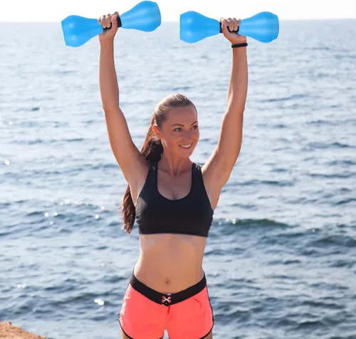 Miniatura 4 de Alipis 2 mancuernas acolchadas ajustables para mujer, para entrenamiento en la piscina, fitness y entrenamiento en casa, mancuernas de agua ligeras