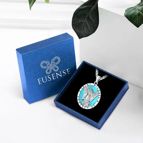 Miniatura 32 de Eusense San Miguel San Cristóbal San Benito San Judas Virgen María Collar chapado en oro 925 joyería religiosa para hombres y mujeres, collar