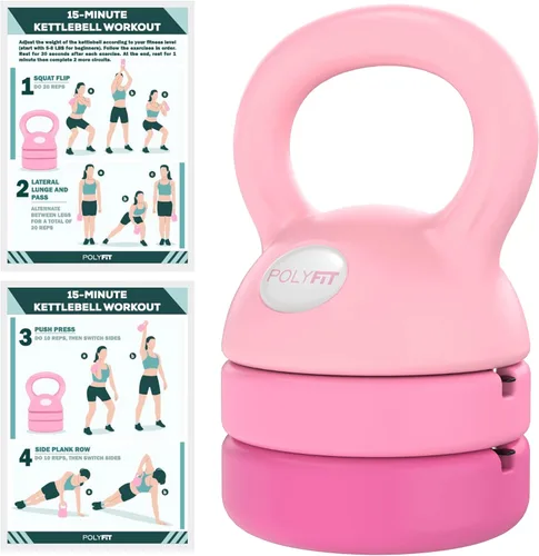 Miniatura 10 de Polyfit Adjustable Kettlebell 5 lb - 12 lb Kettlebells Weights Set for Home Gym Kettle Bell Sets for Women at Home Verde