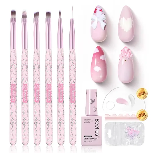 Miniatura 12 de Beetles Gel Polish Juego de 7 pinceles para arte de uñas, pinceles de diseño de uñas para esmalte de gel, manicura de salón de bricolaje