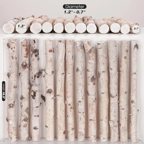 Miniatura 2 de Paquete de 12 troncos de abedul para chimenea de madera decorativa para manualidades, troncos de abedul natural para decoración, decoración