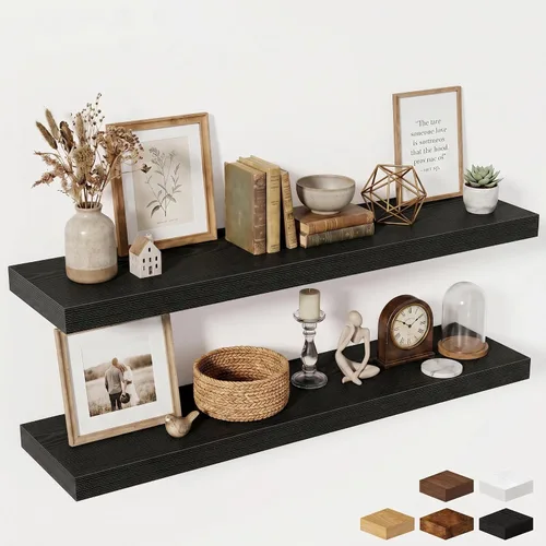 Miniatura 45 de Estantes flotantes de 48 pulgadas para pared, estante de chimenea de 10 pulgadas de profundidad, estantes flotantes de madera para pared, estantes