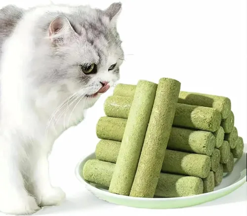 Miniatura 3 de Meowly Palitos de hierba de gato de 3.88 oz para gatos, palitos de hierba natural con sabor a pollo para limpieza de dientes y remedio para bolas