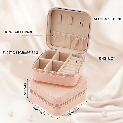 Miniatura 2 de 6 piezas de joyería de viaje organizador de viaje caja de joyería pequeña cajas de regalo para dama de honor mini organizador de almacenamiento rosa