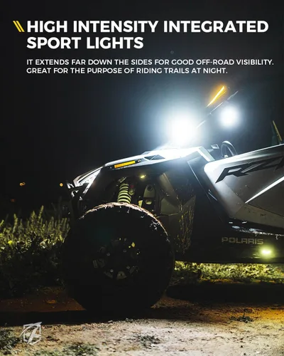 Miniatura 3 de Xprite UTV - Espejos LED de visión lateral de aluminio con luces de charco, se adapta a barra de jaula enrollable de 1.75 a 2 pulgadas para Polaris