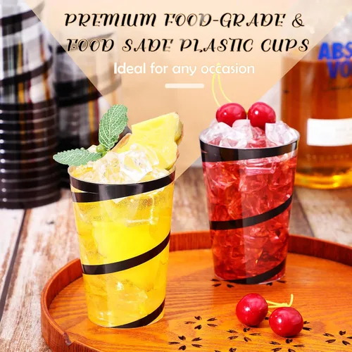 Miniatura 6 de Bokon 100 vasos de plástico transparente con borde de 12 onzas con borde, vasos desechables de plástico, vasos de vino, elegantes vasos de boda