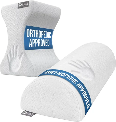 5 STARS UNITED Almohada de rodilla grande para personas que duermen de lado + almohada de rodilla para dormir de espalda, cojín de espuma