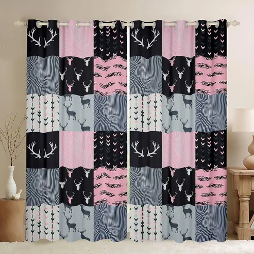 Miniatura 32 de Cortinas opacas de camuflaje con bandera estadounidense, regalo para niños, cortina de ventana de camuflaje verde con rayas negras, estrellas