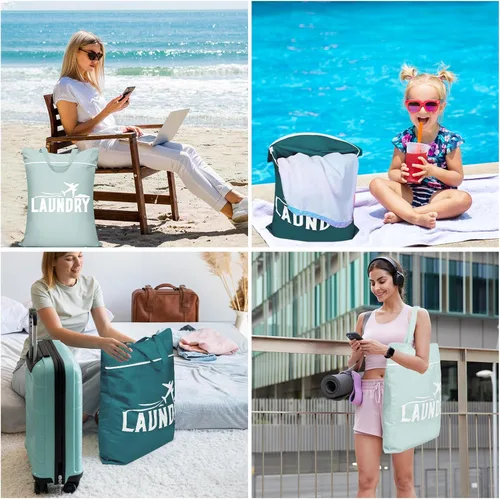 Miniatura 2 de Bolsa grande de viaje para lavandería, lavable, impermeable, bolsa de ropa sucia, bolsa de entrenamiento para gimnasio, lavandería, ropa húmeda