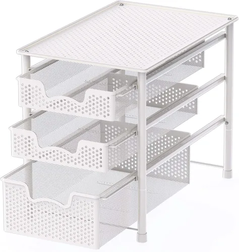 Miniatura 3 de Simple Houseware - Cajón organizador apilable de 3 niveles, color blanco