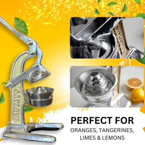 Miniatura 3 de Exprimidor Manual de Prensa de Mano de Aluminio Fundido Artesanal de Grado Profesional para Jugo Recién Exprimido de Naranja, Limón, Lima, Toronja