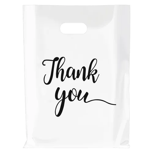 Miniatura 10 de Gute paquete de 100 bolsas para mercancía con texto "Thank You" - extra gruesas 2,36 mil al por mayor al por menor para venta al por menor