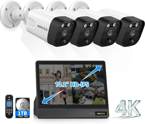 Miniatura 11 de Sistema de cámara de seguridad 4K PoE con monitor de 10.2 pulgadas, NVR de 8 canales HDD de 1 TB y 4 cámaras de doble lente, seguimiento automático