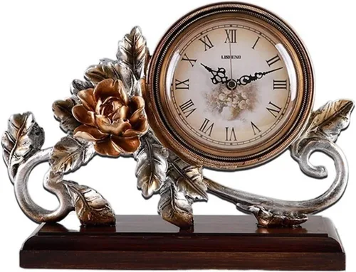 Reloj de mesa estilo europeo vintage, reloj de escritorio, para sala de estar, adornos, hogar, estudio, TV, gabinete, decoración, escritorio, reloj