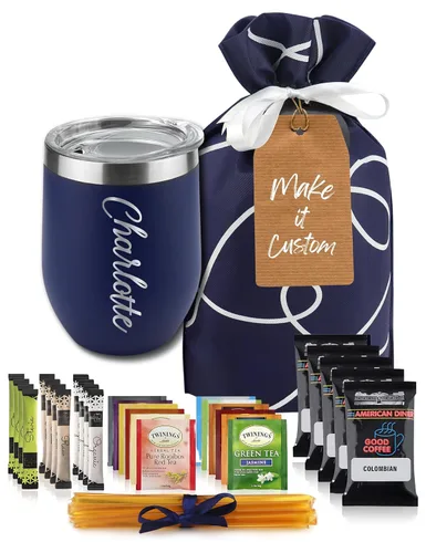 Miniatura 5 de Cesta de regalos para amantes del té - Set de regalo incluye velas, taza de retención de temperatura, 12 bolsitas de té de mezcla especial