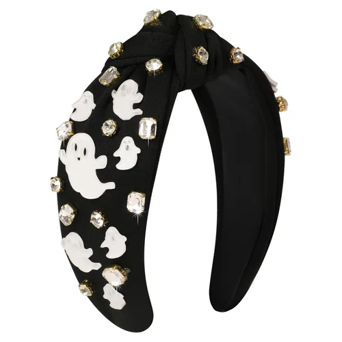 Miniatura 22 de Diademas de fantasma de Halloween para mujer, diadema de araña espeluznante con cuentas de diamantes de imitación de cristal, accesorios