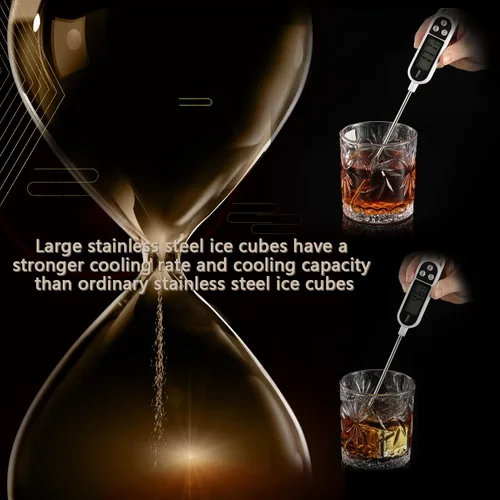 Miniatura 3 de Juego de 2 piedras de whisky grandes de 64 cm³ (4 cu in) – Juego de regalo para hombre – Cubos de esferas de hielo de metal reutilizables de acero