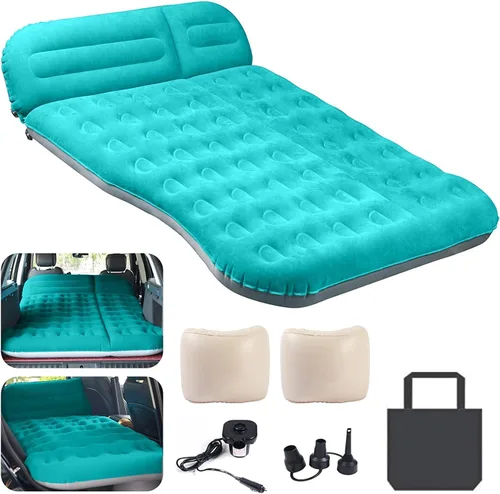 Colchón de aire SUV – Cama inflable gruesa de 6 pulgadas con bomba eléctrica, pedales de 2 pies y bolsa de transporte, colchón de asiento trasero