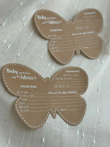 Miniatura 8 de Decoraciones de mariposa para baby shower, tarjetas de consejos para baby shower para padres futuros, juegos de baby shower para niñas, juego de 50