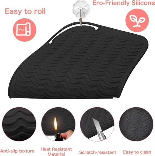 Miniatura 5 de Heysam Alfombrilla térmica profesional para herramientas para el cabello, plancha plana y rizadora, bolsa de almacenamiento de viaje para encimera