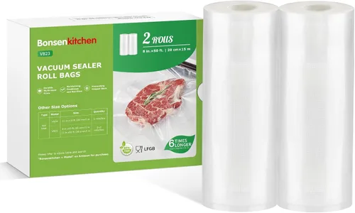 Miniatura 15 de Bonsenkitchen Bolsas Selladoras al Vacío, Rollos de 11" x 20' Paquete de 2 para Conservación de Alimentos, Sin BPA, Resistente, Rollo de Alimentos
