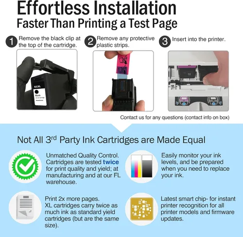 Miniatura 5 de Limeink Paquete combinado de 3 cartuchos de tinta remanufacturados de repuesto para HP 61 cartuchos de tinta para cartuchos HP 61 Envy 4500 61xl