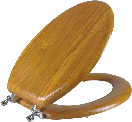 Miniatura 13 de Angel Shield - Asiento de inodoro de chapa de madera natural con bisagras de metal, fácil de limpiar, antiarañazos, estándar americano