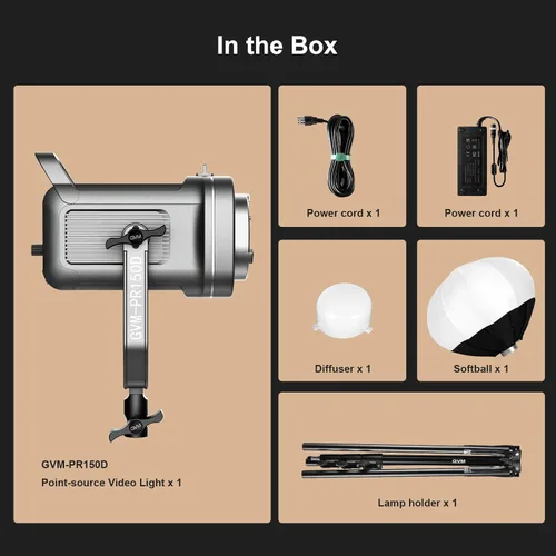 Miniatura 7 de GVM - Kit de luz de video de 150 W, iluminación continua de 2700K-7500K para fotografía con Softbox Linterna y Soporte, kit de luz de estudio