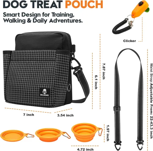 Miniatura 3 de Bolsa de entrenamiento para perros, riñonera magnética para perros para caminar, bolsa cruzada para pasear al perro con dispensador de bolsa