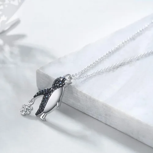 Miniatura 2 de YAFEINI Penguin Dog Gifts Sterling Silver Penguin Snowflake Necklace Heart Dog Pendant Jewelry for Women Girls Christmas Gifts