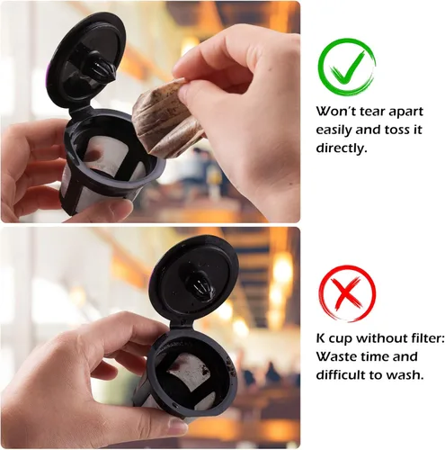 Miniatura 5 de Filtros de café de papel desechables, filtros de papel Keurig K Cup para Keurig individuales tazas reutilizables, cápsulas de café K-Cup, se adaptan