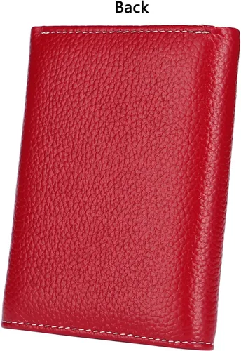 Miniatura 5 de AINIMOER Cartera pequeña de piel para mujer, delgada, compacta, con bloqueo RFID, con bolsillo para monedas, Lichee Wine Rfid Bloqueo, talla única