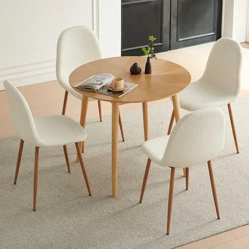 Miniatura 8 de Homedot Juego de mesa de cocina de 5 piezas para 4, mesa de comedor MDF de 47 pulgadas con grano de madera de nogal, 4 sillas tapizadas, silla