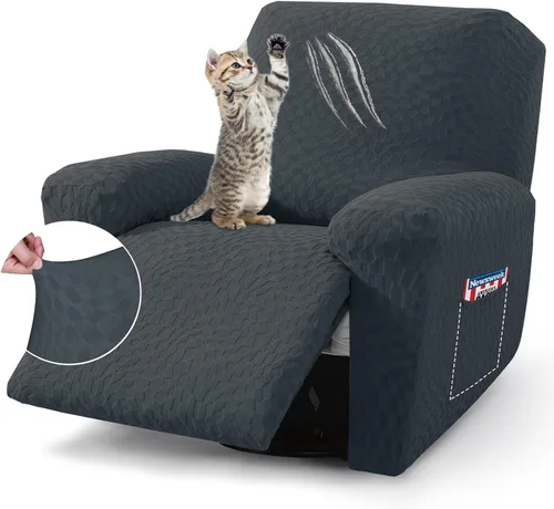 Miniatura 11 de ZNSAYOTX 2026 Funda elástica para sillón reclinable de 3 piezas (61 cm-94 cm) Fundas súper suaves para silla reclinable con bolsillo grande y lazos