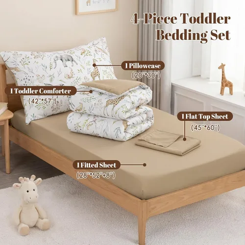Miniatura 7 de PHF Juego de ropa de cama infantil de 4 piezas, ultra suave, incluye edredón, sábana bajera, sábana encimera y funda de almohada para niños y niñas