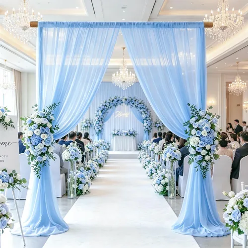 FUHSY 2 paneles de cortinas tipo telón de color azul bebé, 28 x 120 pulgadas, cortinas de gasa transparente para boda, cortinas de tul azul claro