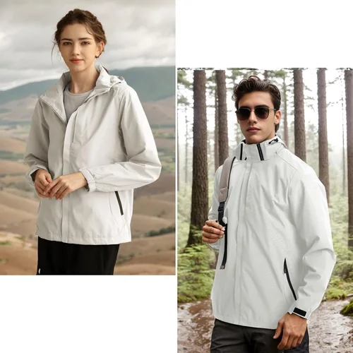 Miniatura 4 de Men's Waterproof Lightweight Rain Jacket Removable Hooded Windbreaker Raincoat Outdoor Windproof Casual Jacket