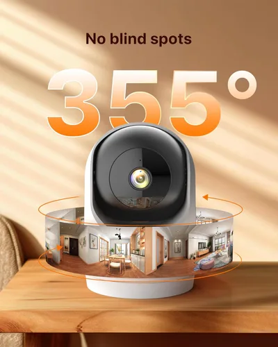 Miniatura 2 de Tenda Cámara de seguridad interior 2K para monitor de bebé, WiFi 6 para mascotas/perros, para seguridad del hogar, panorámica/inclinación de 360°