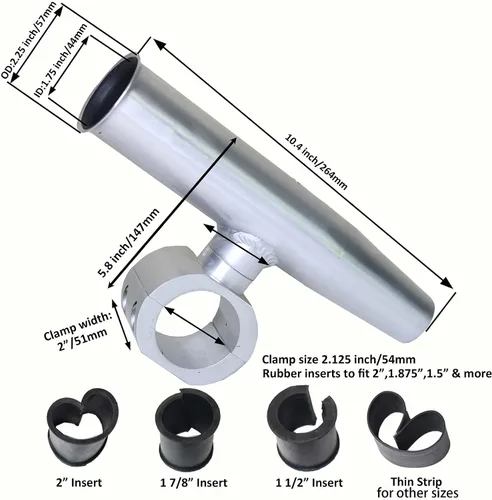 Miniatura 6 de Soporte de varilla de aluminio con abrazadera única en ajuste 1.5 ", 1.875 ", 2 "pulgadas horizontal o vertical Torre de barco de pesca/poste