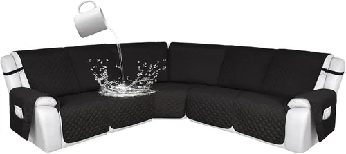 Miniatura 117 de HDCAXKJ Fundas de sofá seccional reclinable 100% impermeable, forma de L, funda de sofá reclinable lavable acolchada suave para mascotas, perro